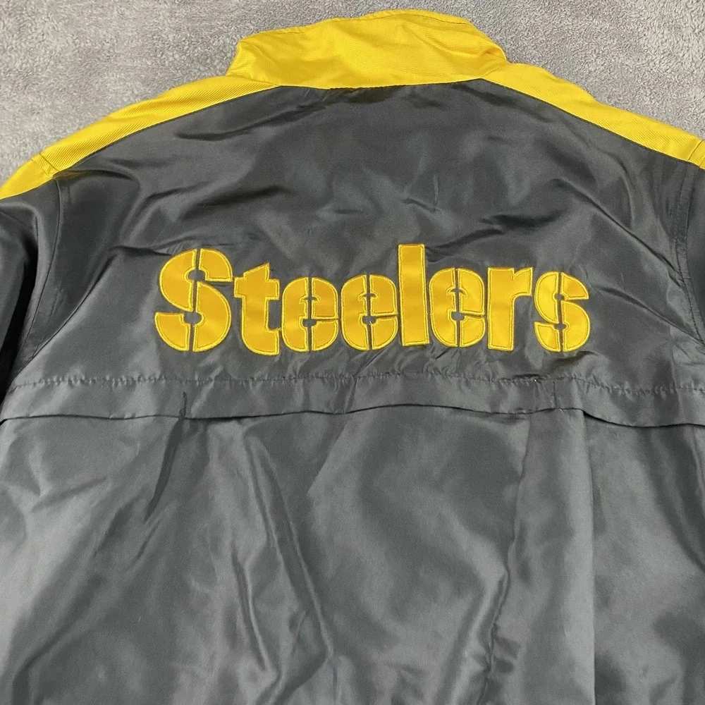 NFL‎ Pittsburgh Steelers Windbreaker Jacket Mens Medium Black Yellow